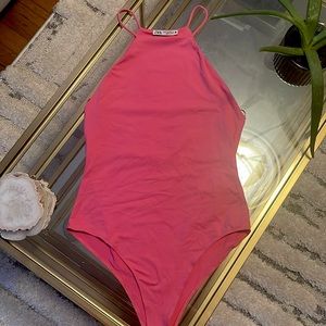 Zara Pink High Neck Bodysuit